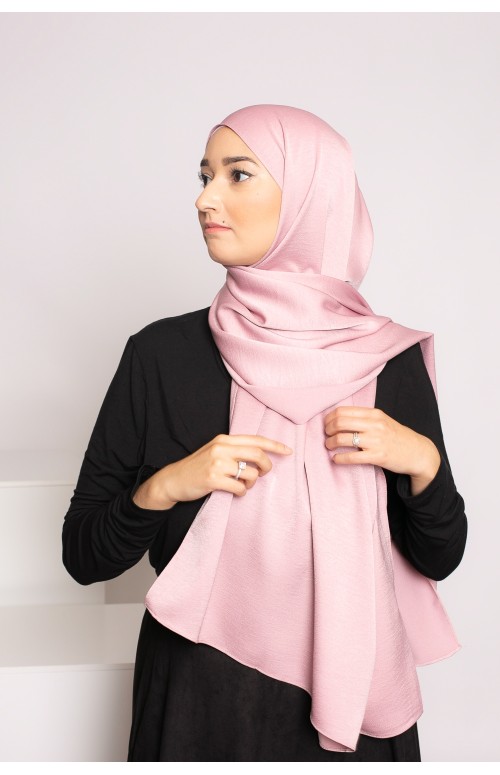 hijab premium glossy lilas rosé