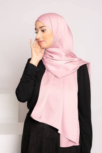 hijab premium glossy lilas rosé