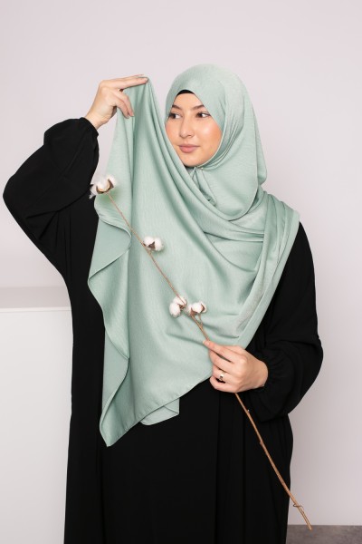 Sage green glossy premium hijab
