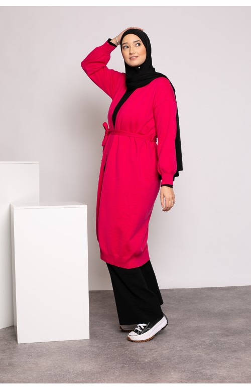 Gilet long fushia collection automne hiver boutique musulmane