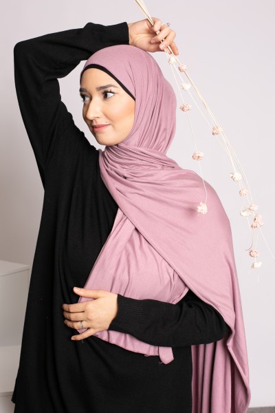 Soft pink plum jersey hijab
