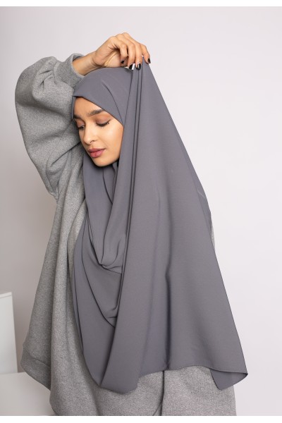 Hijab soie de médine gris foncé T2