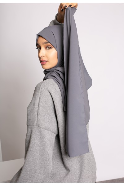 Hijab de seda Medina gris oscuro T2