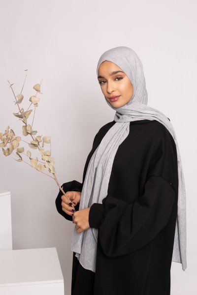 Hijab de punto suave gris jaspeado