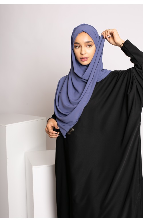 Hijab soie de médine bleu acier