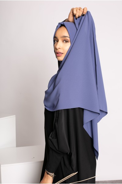 Hijab soie de médine bleu acier