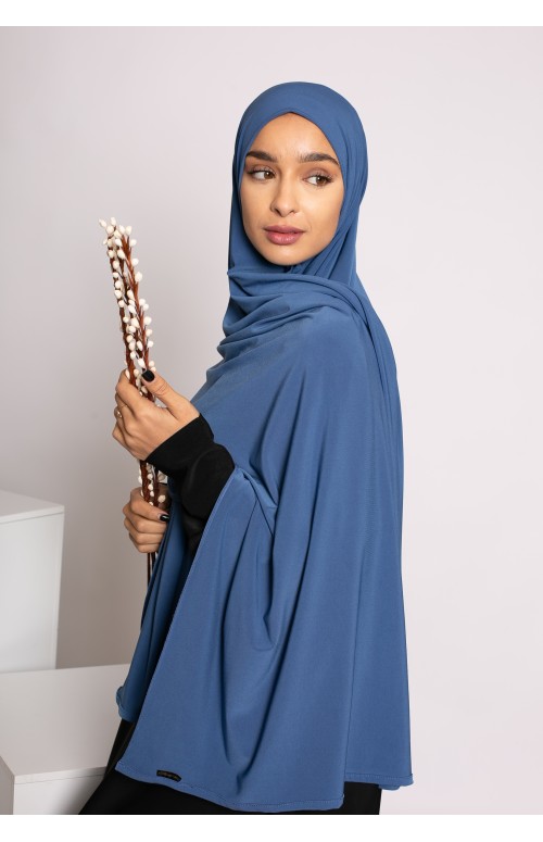 Hijab premium sandy jersey bleu acier boutique accessoire pour femme musulmane