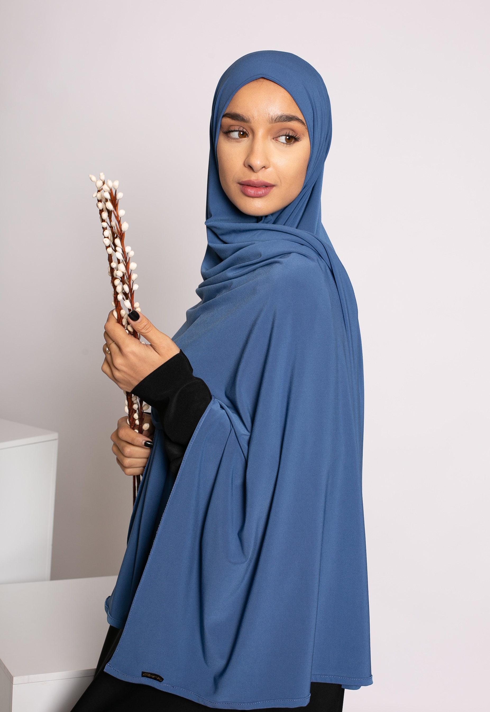Hijab premium sandy jersey bleu acier