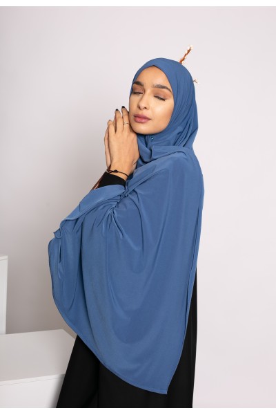 Hijab premium sandy jersey bleu acier boutique accessoire pour femme musulmane
