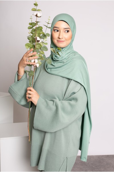 Hijab de punto verde claro suave