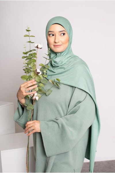 Soft light green jersey hijab