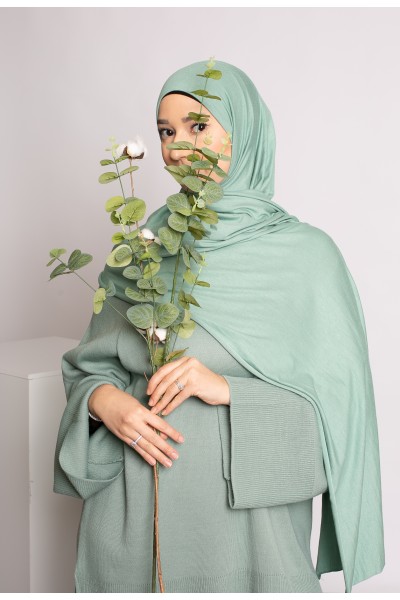 Hijab de punto verde claro suave