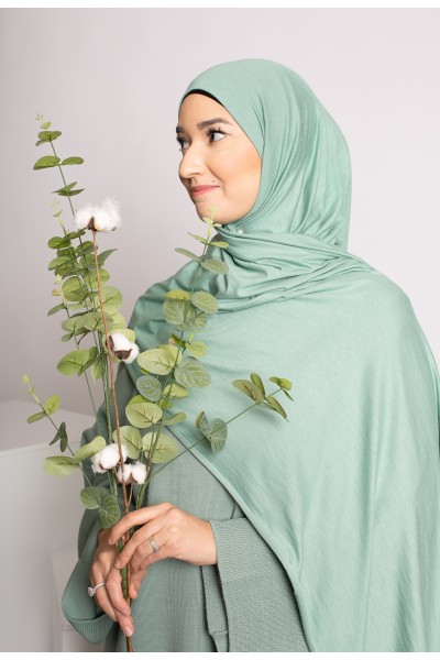 Soft light green jersey hijab