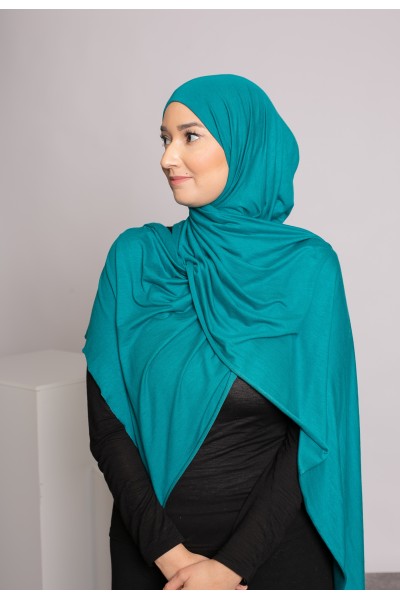 Soft emerald green jersey hijab