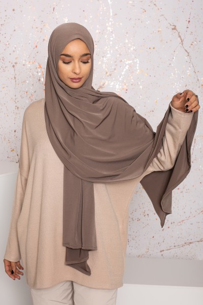 Hijab Premium-Sand-Jersey dunkeltaupe