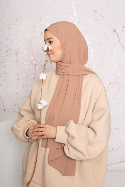 Hijab soie de médine taupe rosé