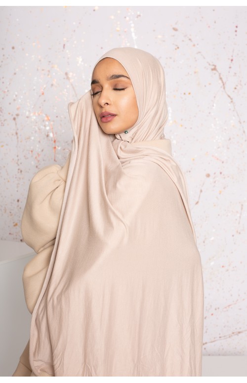 Hijab jersey soft taupe clair