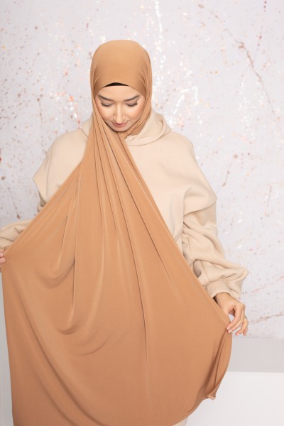 Hijab premium sandy jersey dark beige