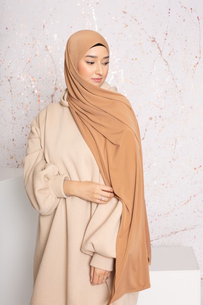 Hijab premium sandy jersey beige foncé
