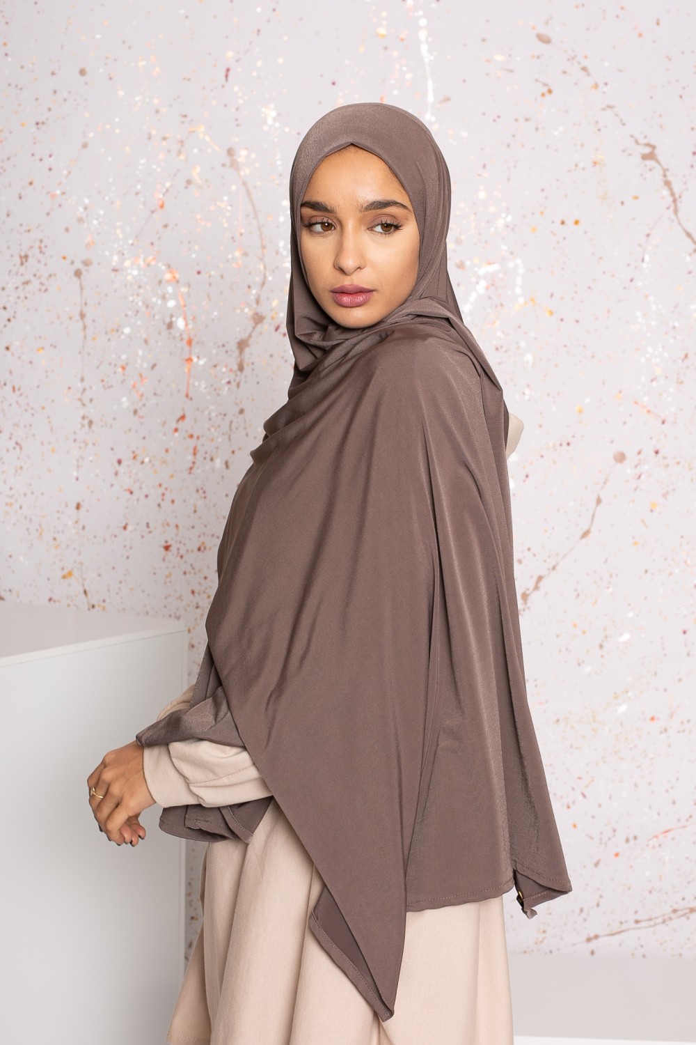 Hijab premium sandy jersey brown taupe