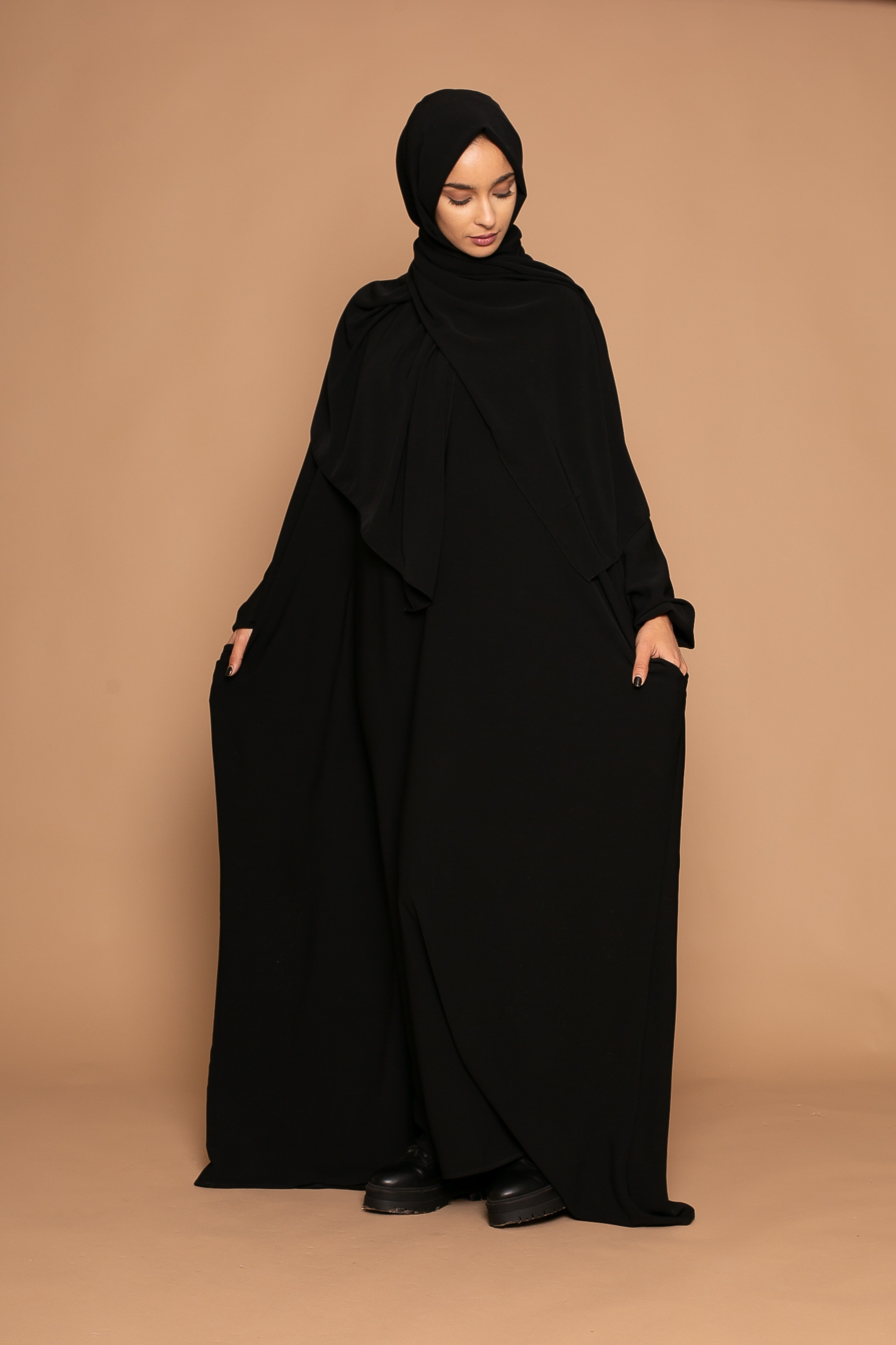 Ensemble hijab xxl abaya médina noir