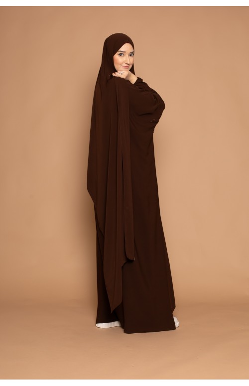 Ensemble hijab xxl abaya médina marron