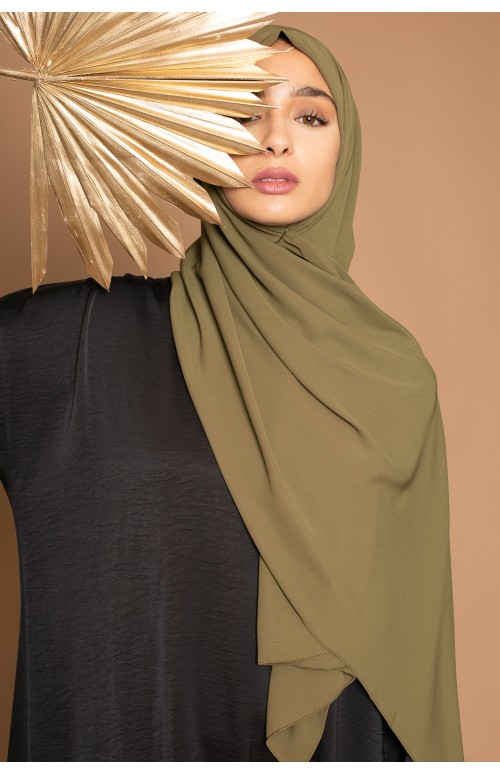 Hijab soie de médine olive