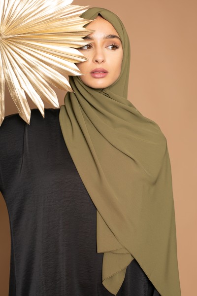 Hijab de seda medina verde oliva