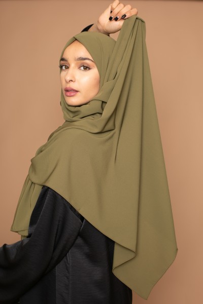 Hijab de seda medina verde oliva