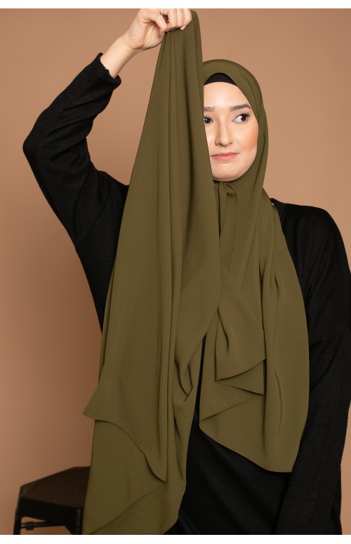 Hijab soie de médine kaki militaire