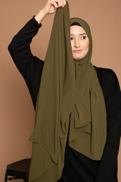 Hijab soie de médine kaki militaire
