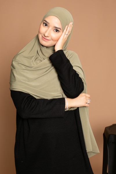 Hijab Premium-Sand-Jersey in hellem Khaki