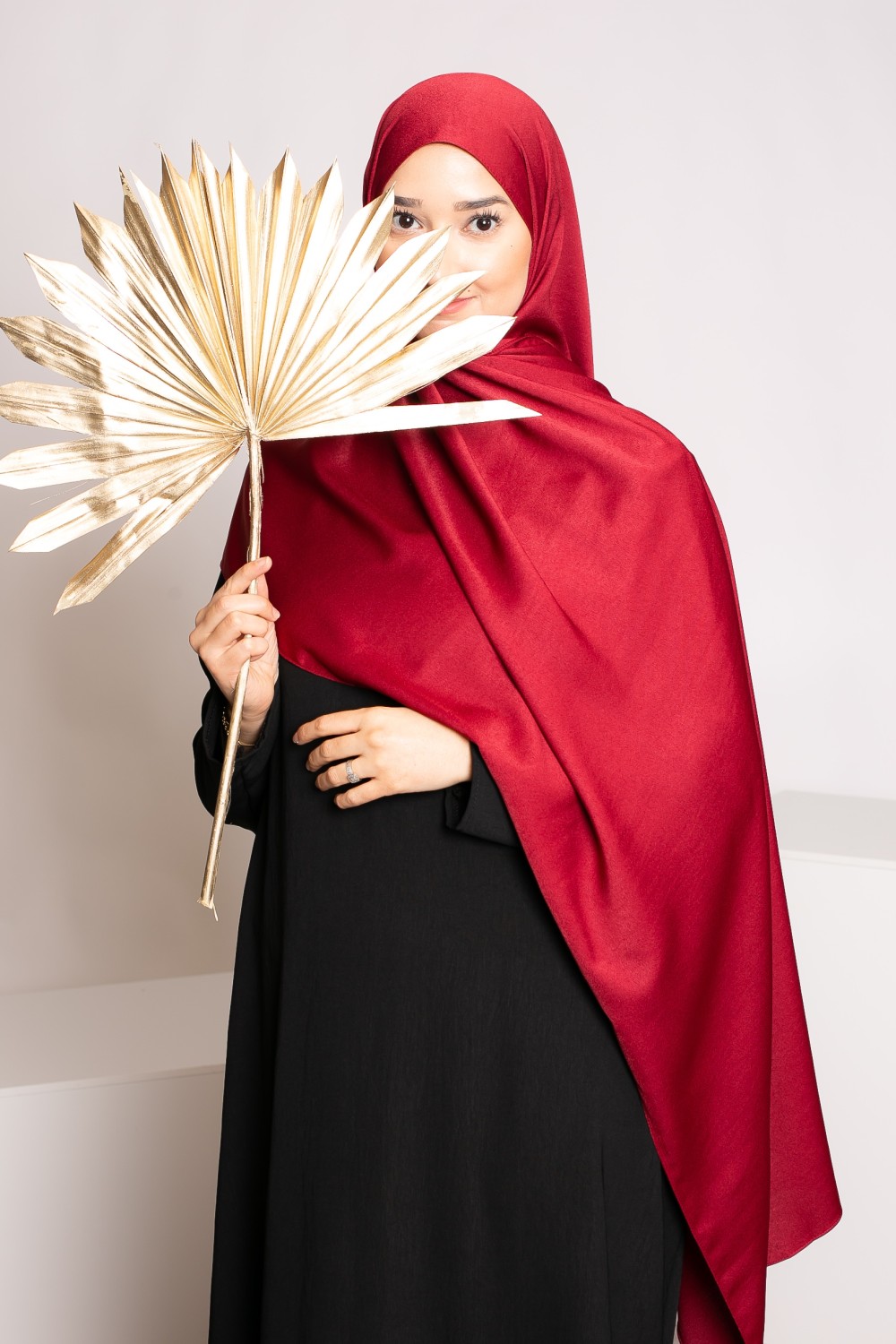 premium glossy burgundy hijab