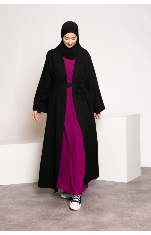 Kimono manteau noir prêt à porter mastour