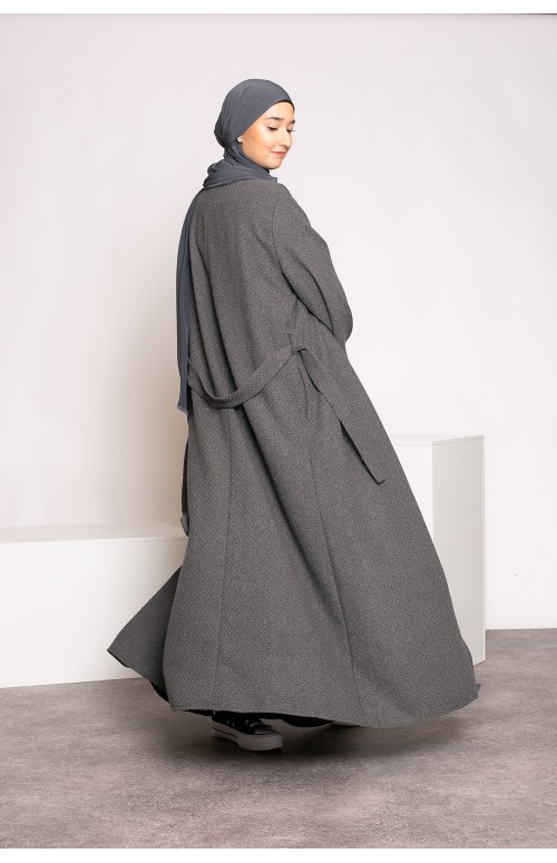 Kimono manteau gris boutique musulmane de prêt à porter
