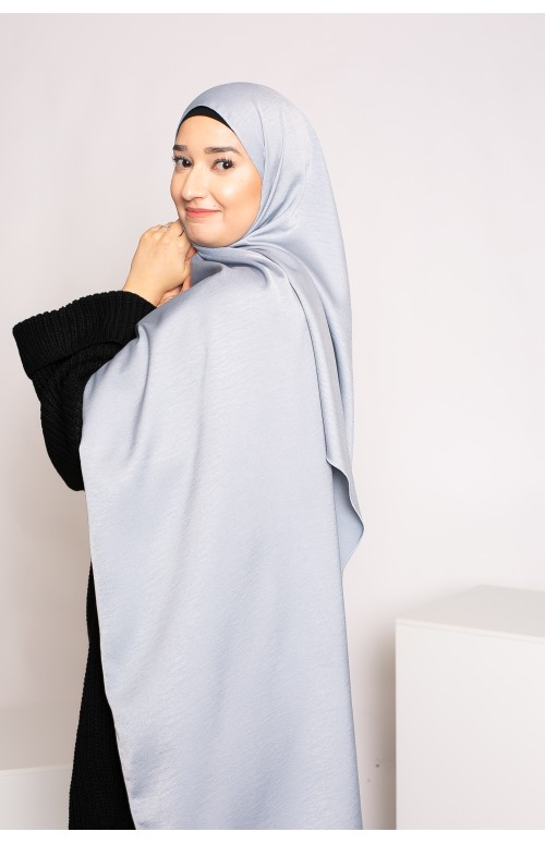 hijab premium glossy gris boutique musulmane