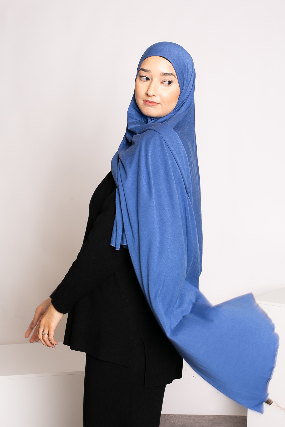 Hijab jersey soft bleu acier