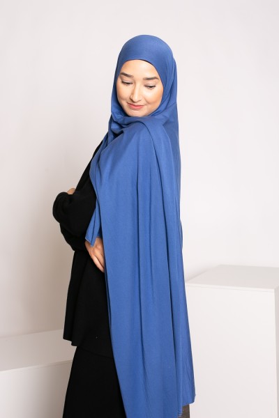 Hijab de punto suave azul acero