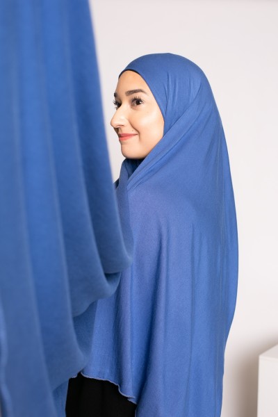 Hijab de punto suave azul acero