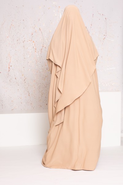 Nude beige Khimar Abaya-Set
