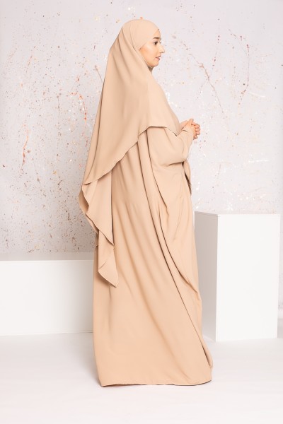 Nude beige khimar abaya set