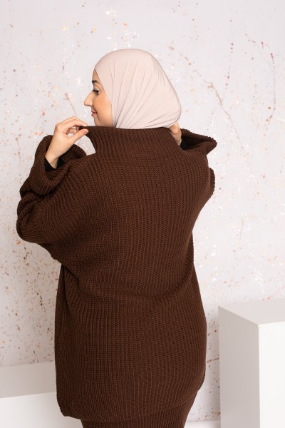 Ensemble tricot jupe et pull hiver pour femme musulmane
