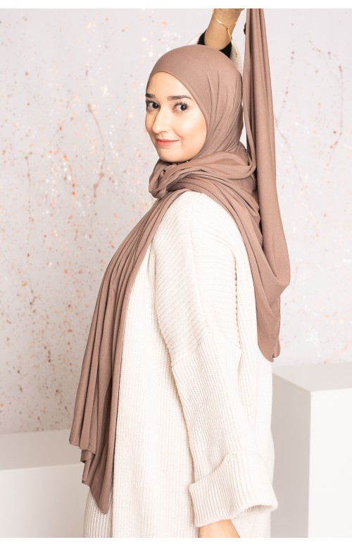 Hijab jersey soft taupe foncé pas cher