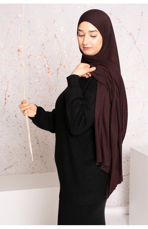 Hijab jersey soft marron foncé pas cher