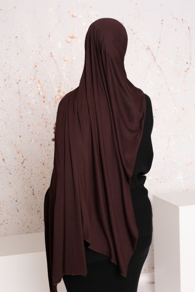 Hijab de punto marrón oscuro suave