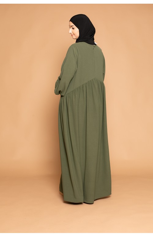 Abaya ample manche bouffante pour femme musulmane pudique