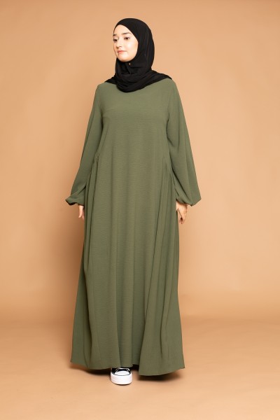 Abaya ample manche bouffante pour femme musulmane pudique