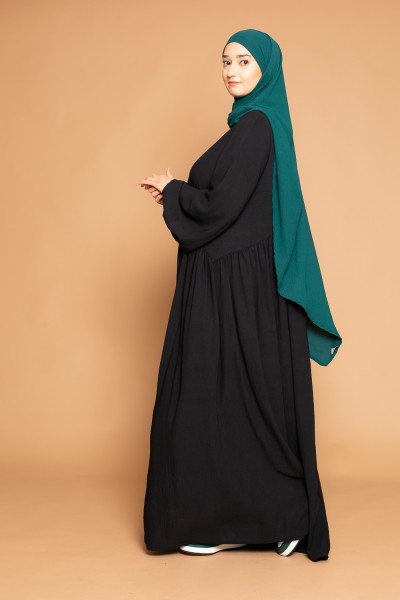 Loose black jazz puff sleeve abaya