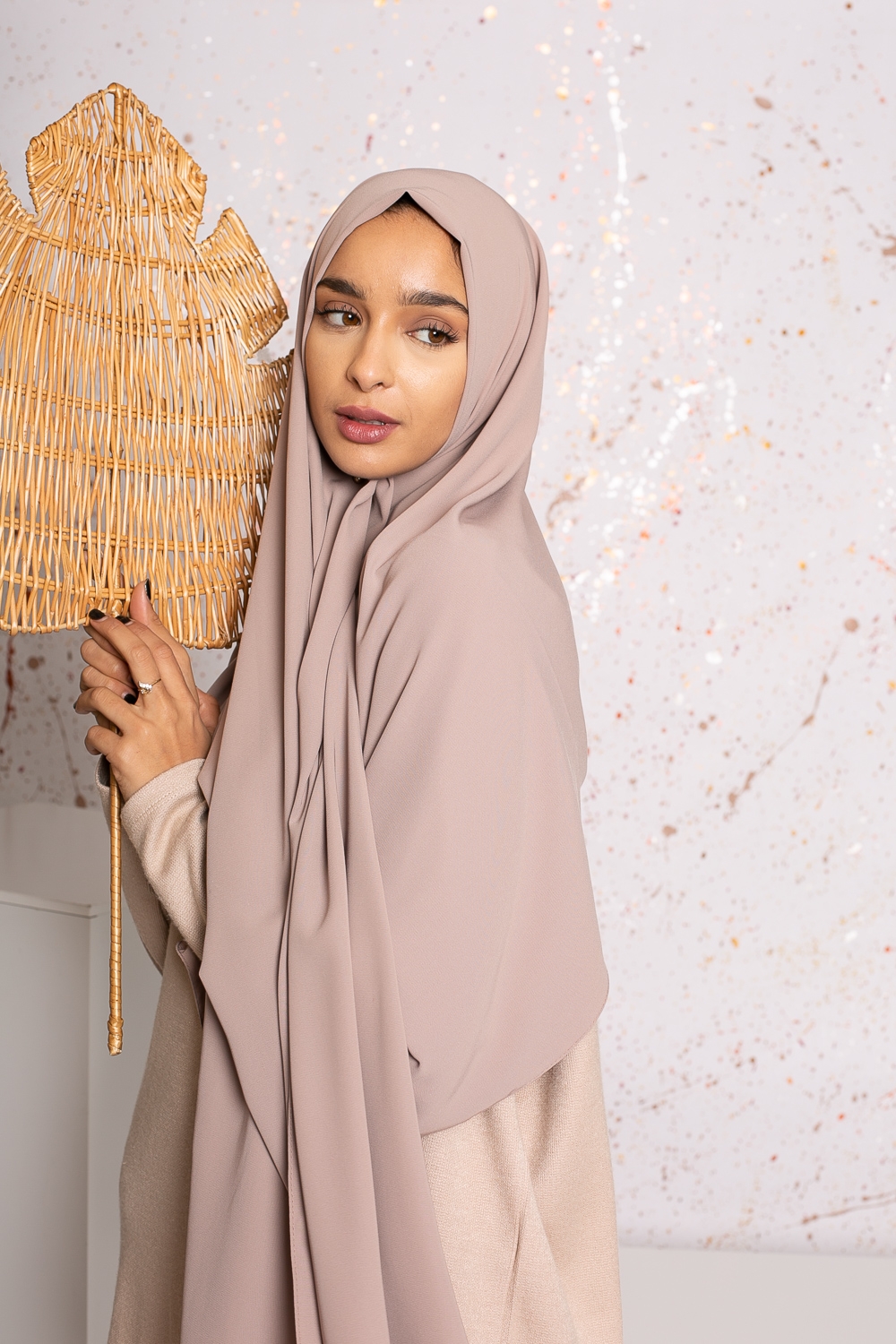 Hijab soie de médine taupe rosé 
