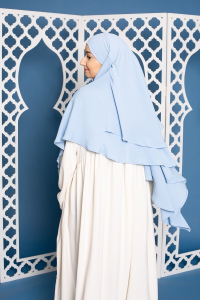 Khimar double veils light blue